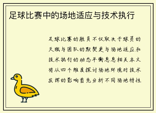 足球比赛中的场地适应与技术执行